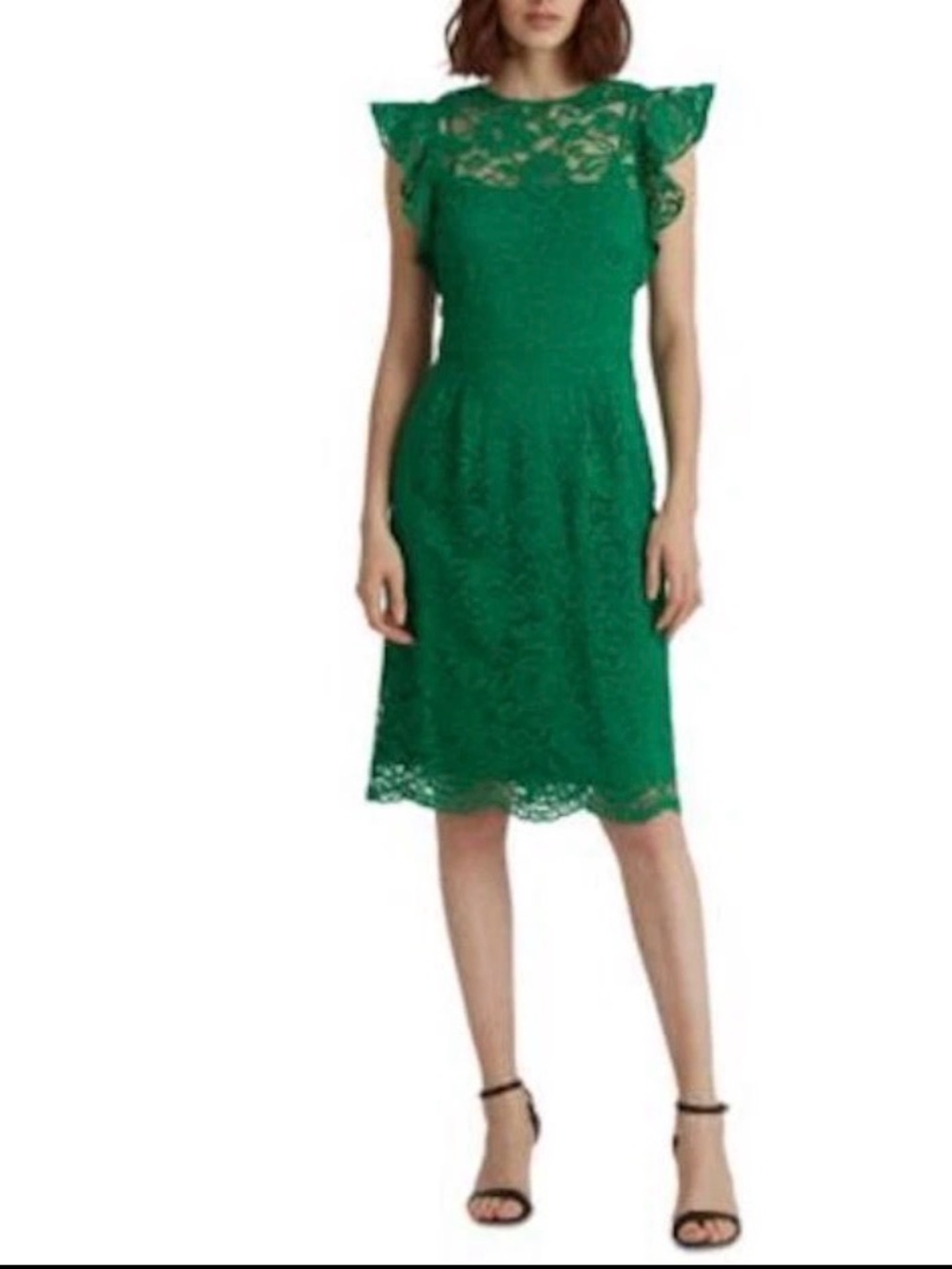 Ralph Lauren Emerald Green Lace Midi Dress